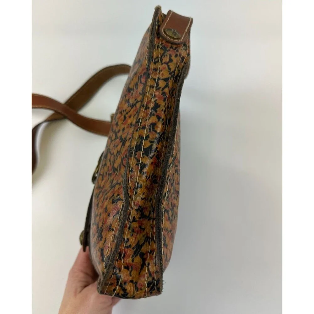 Patricia Nash Venezia‎ Crossbody Floral Brown Leather Strap Snap Slim Bag Purse